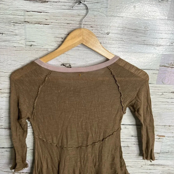 Intimately free people brown pink distressed too blouse size xs - Picture 5 of 11